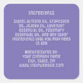 minimalistisches Etikett mit modernen lila Zutaten Quadratischer Aufkleber (Vorderseite)