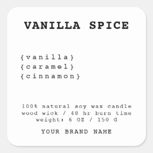 Minimalistisches Etikett mit weißer Kerze Quadratischer Aufkleber