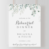 Minimalistisches Eucalyptus Probe Dinner Willkomme Poster