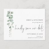 Minimalistisches Eucalyptus QR-Code-Skript Save th Postkarte (Vorderseite)