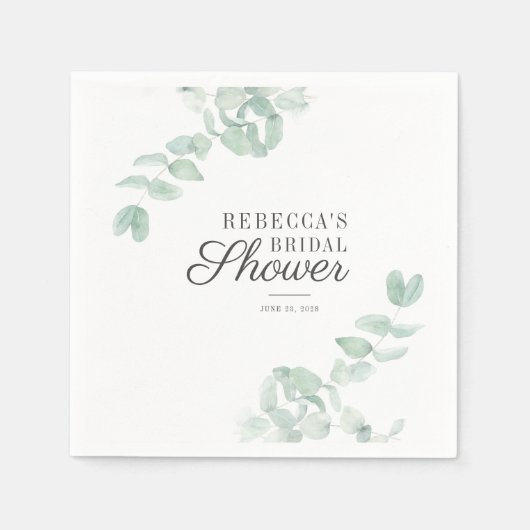 Minimalistisches Eukalyptus-Blätter Brautparty Pap Serviette (Vorderseite)