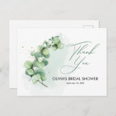 Minimalistisches Eukalyptus-Brautparty Vielen Dank Postkarte (Vorne/Hinten)
