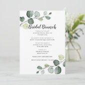Minimalistisches Eukalyptus Bridal Brunch Menü Menükarte (Stehend Vorderseite)