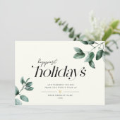 Minimalistisches Eukalyptus-Firmenlogo Feiertagskarte (Stehend Vorderseite)