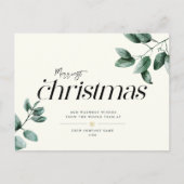 Minimalistisches Eukalyptus-Firmenlogo Feiertagspostkarte (Vorderseite)