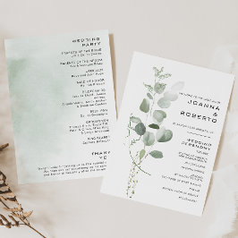 Minimalistisches Eukalyptus-Foliage-Hochzeitsprogr