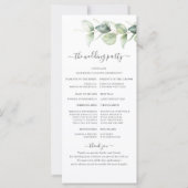 Minimalistisches Eukalyptus Greenery-Hochzeitsprog (Rückseite)