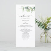 Minimalistisches Eukalyptus Greenery-Hochzeitsprog (Stehend Vorderseite)