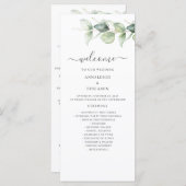 Minimalistisches Eukalyptus Greenery-Hochzeitsprog (Vorne/Hinten)