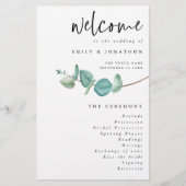 Minimalistisches Eukalyptus-Hochzeitsprogramm (Vorderseite)