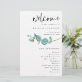 Minimalistisches Eukalyptus-Hochzeitsprogramm (Stehend Vorderseite)