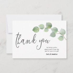 Minimalistisches Eukalyptus-Leaf-Script-Foto Dankeskarte