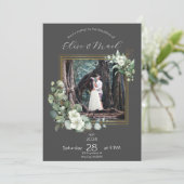 Minimalistisches Eukalyptus Personalisiert Wedding Einladung (Stehend Vorderseite)