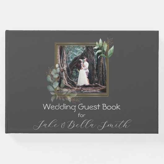 Minimalistisches Eukalyptus Personalisiert Wedding Gästebuch (Vorderseite)