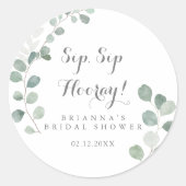 Minimalistisches Eukalyptus-Sip-Hooray-Brautparty Runder Aufkleber (Vorderseite)