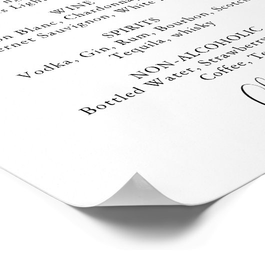 Minimalistisches Eukalyptus Wedding Drinks Menü-Ze Poster (Ecke)