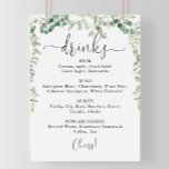 Minimalistisches Eukalyptus Wedding Drinks Menü-Ze Poster<br><div class="desc">Dieses minimalistische eukalyptus Brautgetränk-Menü ist perfekt für eine moderne Hochzeit. Das Design ist mit Aquarellfarben handgezeichnet eleganten botanischen Eukalyptuszweigen und Blätter,  die geometrische Rahmen schmücken.</div>