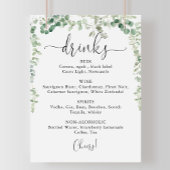 Minimalistisches Eukalyptus Wedding Drinks Menü-Ze Poster