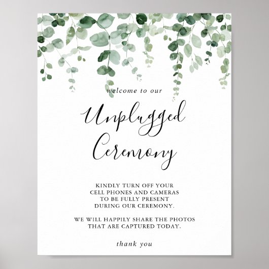 Minimalistisches Eukalyptus-Zeichen Poster (Vorne)