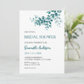 Minimalistisches Eukalyptusgrün Brautparty Einladung (Stehend Vorderseite)