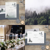 Minimalistisches Evergreen Mountain Green Slate Bl Einladung