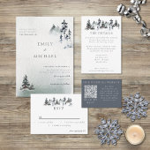 Minimalistisches Evergreen Mountain Green Slate Bl Einladung