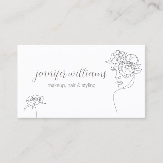 Minimalistisches Face Beauty Logo Makeust Artist Visitenkarte (Vorderseite)