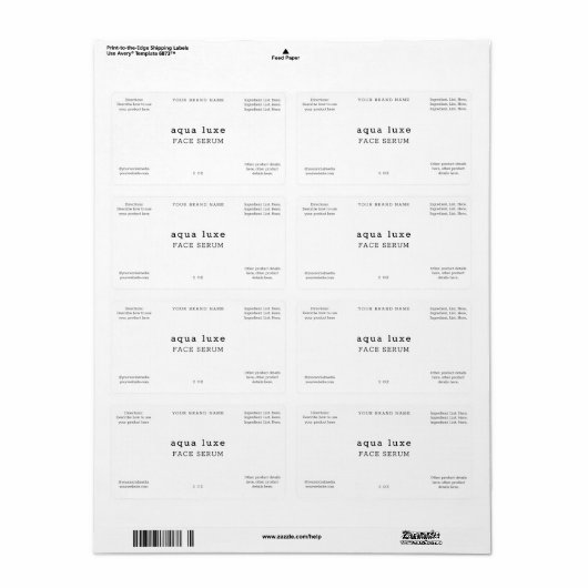 Minimalistisches Face-Serum-Etikett (Vorne)