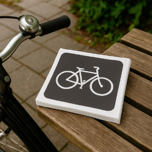 Minimalistisches Fahrrad Schwarz-Weiß-Fahrradsymbo Serviette