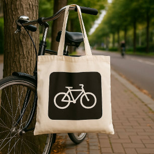 Minimalistisches Fahrrad Schwarz-Weiß-Fahrradsymbo Tragetasche