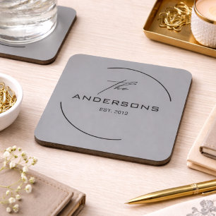 Minimalistisches Familienmonogramm Getränkeuntersetzer