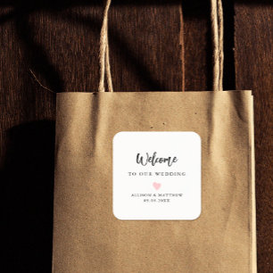 Minimalistisches Farbherz - Begrüßung Quadratischer Aufkleber