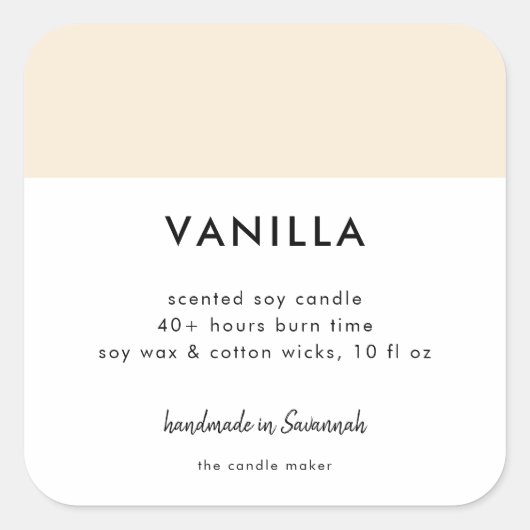 Minimalistisches Farbverpackungs-Candle-Kosmetiksi Quadratischer Aufkleber (Vorderseite)