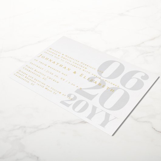 Minimalistisches, feines Foto Hochzeitskunde Folieneinladung (Gedreht)