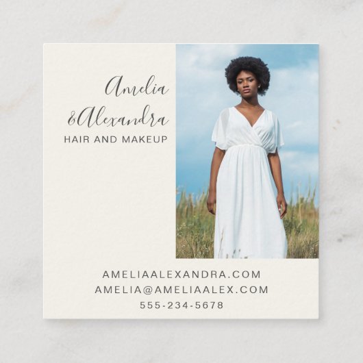 Minimalistisches feines Script Boho Modernes Lila Quadratische Visitenkarte (Rückseite)