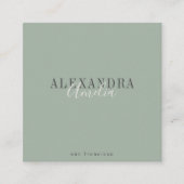 Minimalistisches, feines Script Boho Sage Green Fo Quadratische Visitenkarte (Vorderseite)