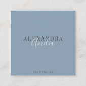 Minimalistisches, feines Skript Boho Dusty Blue Fo Quadratische Visitenkarte (Vorderseite)