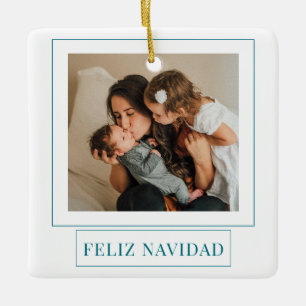 Minimalistisches Feliz Navidad Aquamarines Foto Keramikornament