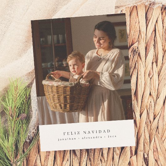 Minimalistisches Feliz Navidad Foto Feiertagskarte