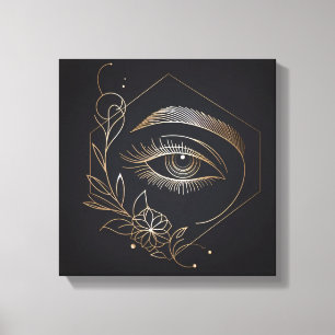 Minimalistisches feminines Auge mit goldener geome Leinwanddruck