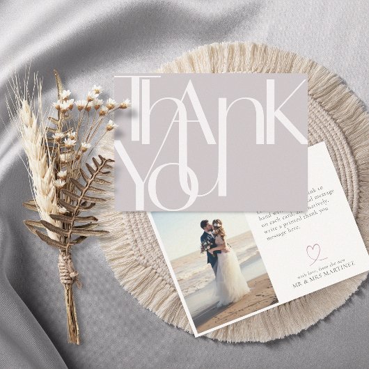 Minimalistisches fett Foto Light Eggplant Dankeskarte