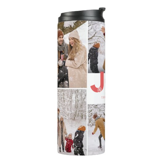 Minimalistisches Fett Join Script 6 Foto Collage H Thermosbecher (Nach links gedreht)