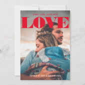 Minimalistisches fett rotes LIEBE-Foto Save The Date (Vorderseite)