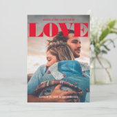 Minimalistisches fett rotes LIEBE-Foto Save The Date (Stehend Vorderseite)