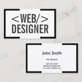 Minimalistisches, fett schwarzes Border-Webdesign Visitenkarte (Vorne/Hinten)