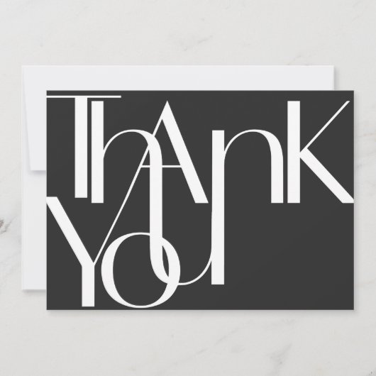 Minimalistisches fett Weiß auf Schwarz Dankeschön Dankeskarte (Vorderseite)