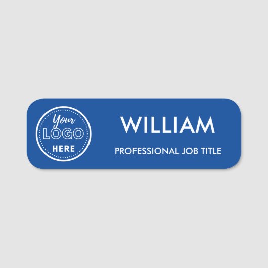 Minimalistisches Firmenlogo Blue Mitarbeiter Namensschild (Vorderseite)