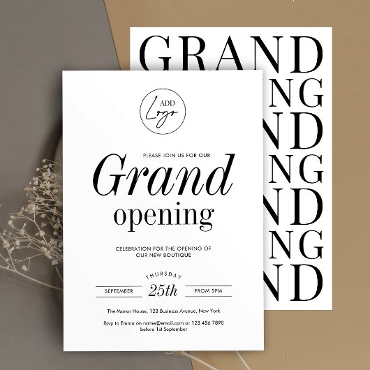 Minimalistisches Firmenlogo Einfaches Chic Grand O Einladung