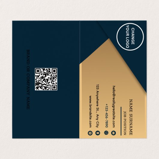 Minimalistisches Firmenlogo Faltschachtel Visitenkarten (Außenseite Aufgefaltet)