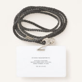 Minimalistisches Firmenlogo Mitarbeiter von Tech Ausweis (Rückseite mit Schlüsselband)